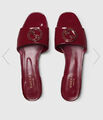 Шлепки Gucci женский кожа бордовый 180127-2