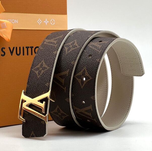 Женский ремень двусторонний Louis Vuitton женский кожа бежевый 21949