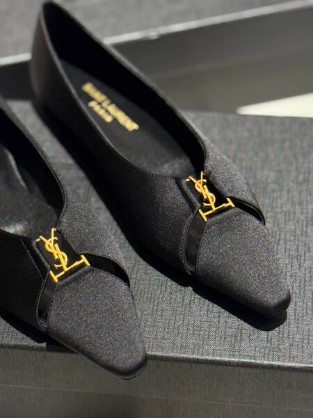 Туфли Saint Laurent женский текстиль черный 180448-2