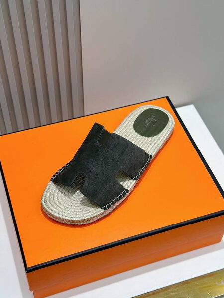 Мужские шлепки Hermès мужской замша графитовый 153427-5