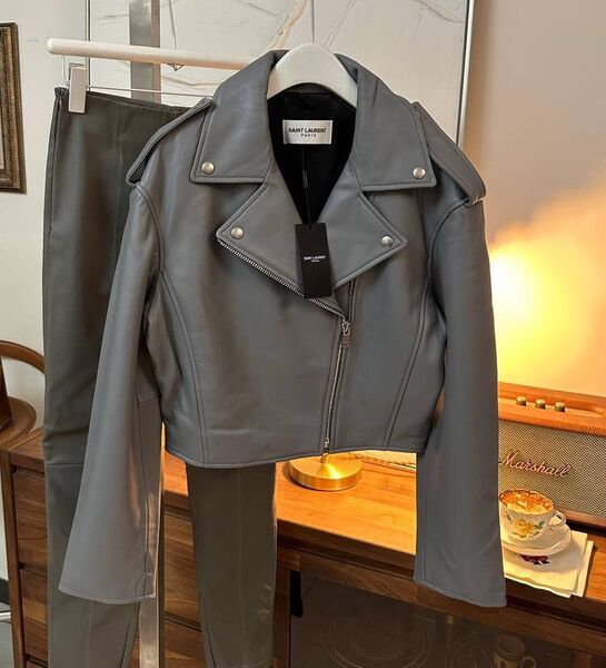 Куртка Saint Laurent женский кожа графитовый 162094