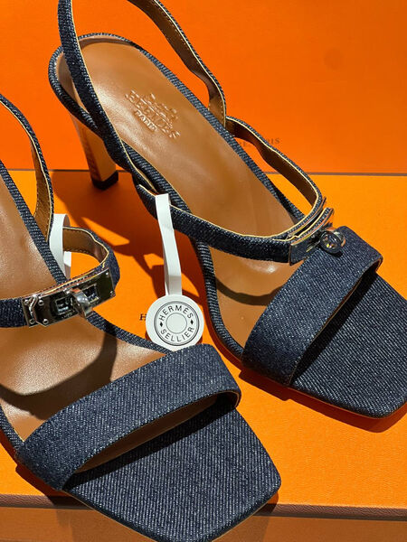 Босоножки Hermès женский джинса синий 152718-4
