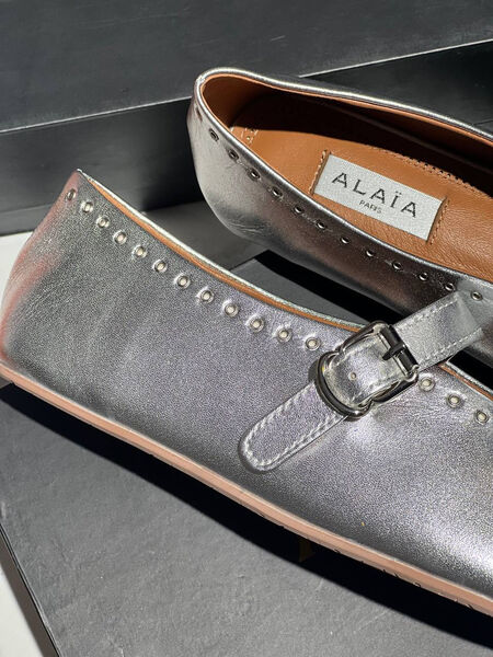 Балетки Alaïa женский кожа графитовый 138399-5