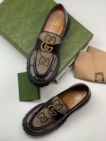 Лоферы Gucci женский кожа бежевый 96003-4