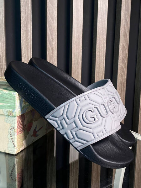Мужские шлепки Gucci мужской резина графитовый 151972-3