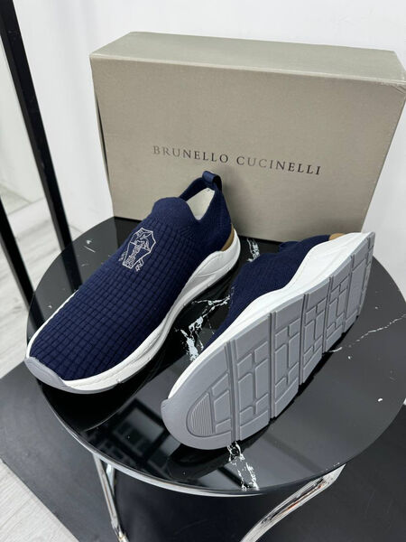Мужские кроссовки Brunello Cucinelli мужской текстиль синий 192934-2