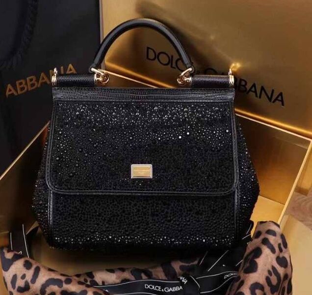 Сумка Dolce & Gabbana женский кожа,канва черный,серебристый 172346