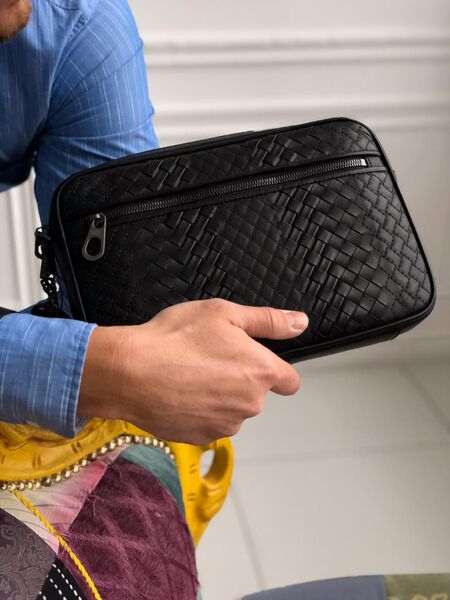 Клатч Bottega Veneta мужской кожа черный 26011-2