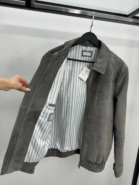Мужская куртка Brunello Cucinelli мужской замша графитовый 195542-2