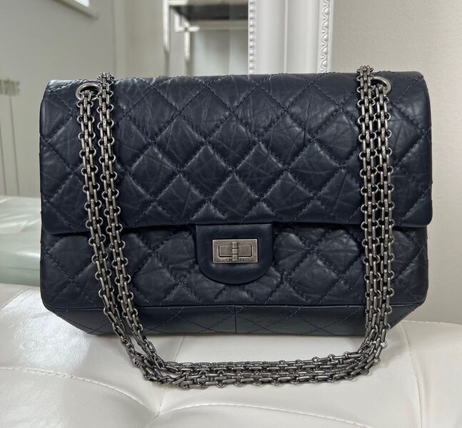 Сумка Chanel Vintage 28 см женский кожа синий 140265