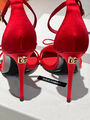 Босоножки Dolce & Gabbana женский сатин бордовый 146204-3