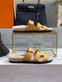 Шлепки Hermès женский замша горчичный 89670-2
