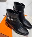 Ботильоны Hermès женский кожа swift черный,белый 162836