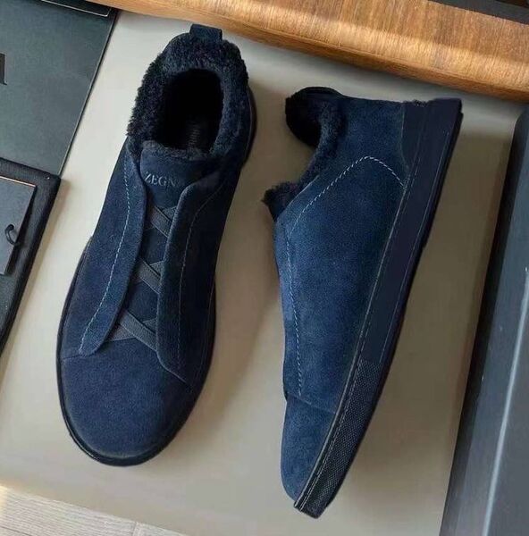 Мужские кеды Zegna мужской замша синий 170263