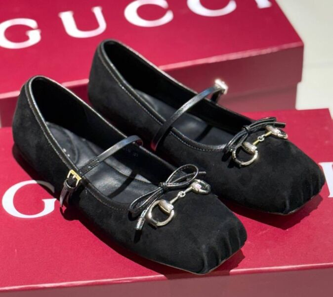 Балетки Gucci женский замша черный 174265
