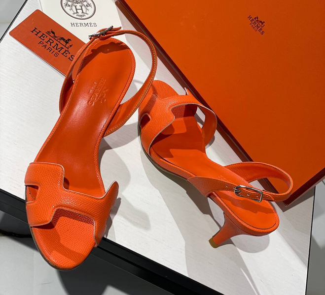 Босоножки Hermès женский кожа оранжевый 12266