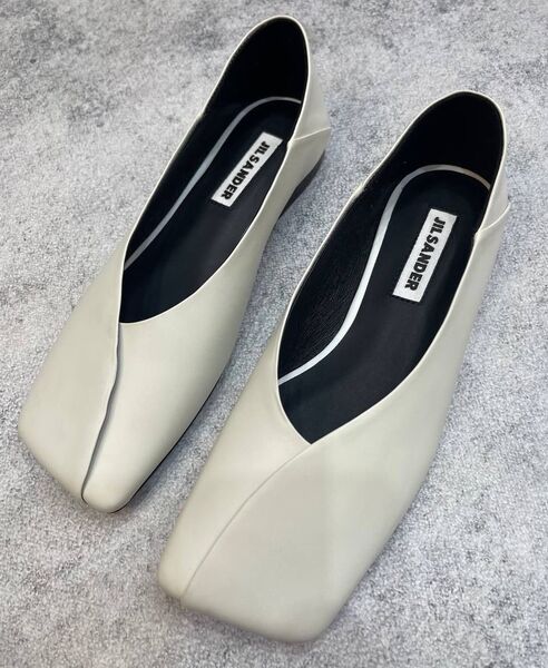 Балетки Jil Sander женский кожа белый 119131