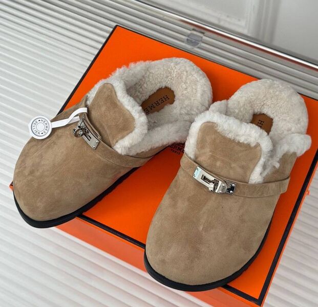 Мюли Hermès женский замша бежевый 166501