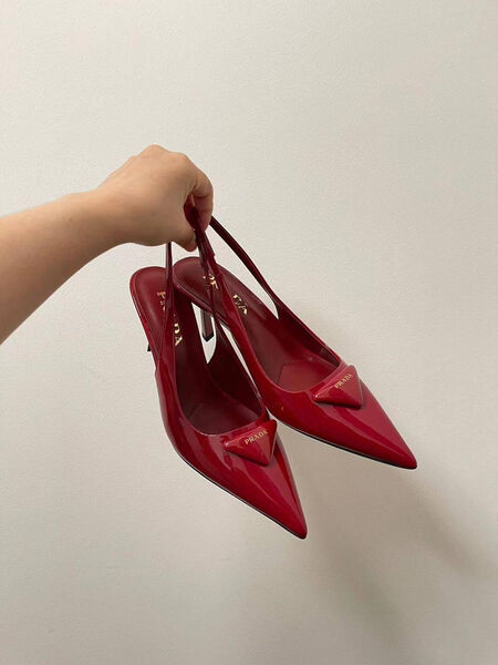 Туфли Prada женский кожа бордовый 137030-2