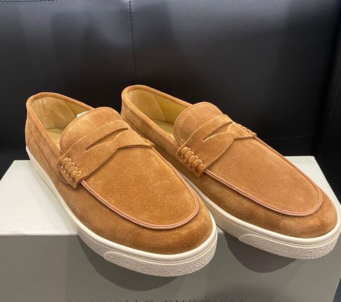 Мужские лоферы Brunello Cucinelli мужской замша бежевый 47662