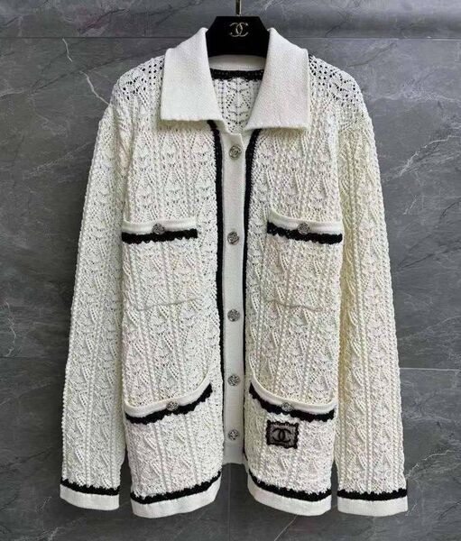 Кардиган Chanel женский вязаная ткань белый 151579