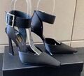 Туфли Saint Laurent женский ткань черный,серебристый 101591