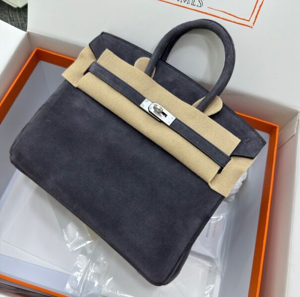 Сумка Hermès Birkin 25 женский замша графитовый 155731