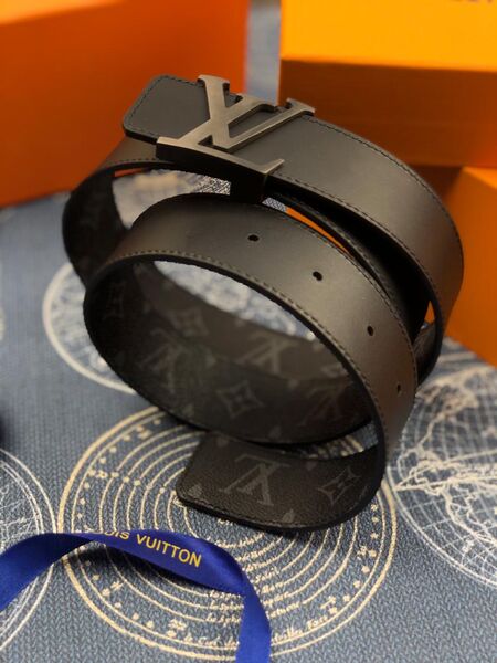 Мужской ремень Louis Vuitton мужской кожа черный 52937-3