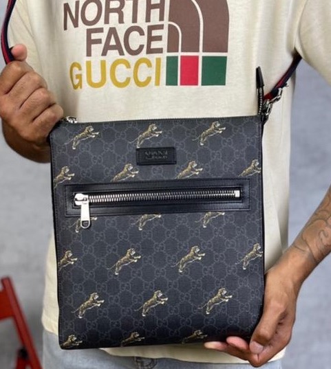 Мужская сумка мессенджер Gucci мужской текстиль темно-синий 42763