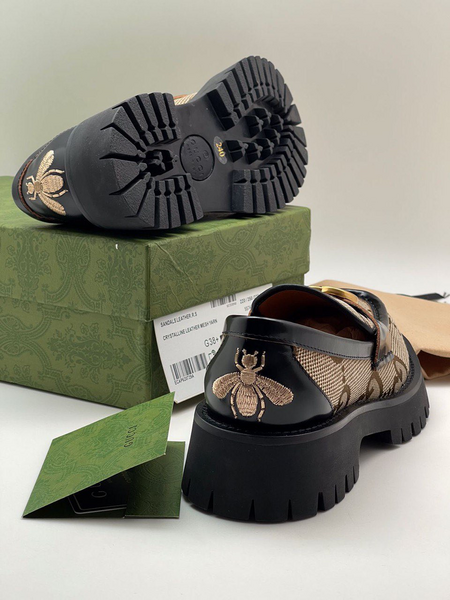 Лоферы Gucci женский кожа бежевый 96003-2