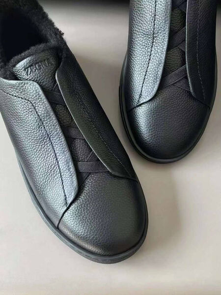 Мужские кеды Zegna мужской кожа черный 165922-11