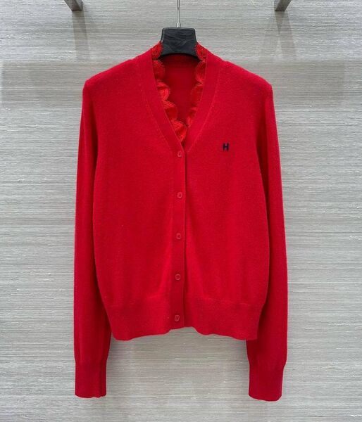 Кардиган Hermès женский вязаная ткань бордовый 196706