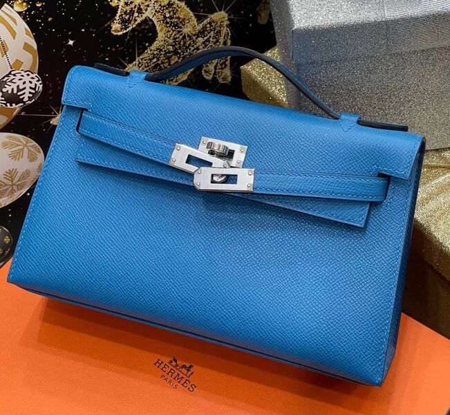 Сумка Hermèskelly 20 Pochette женский кожа синий 138892