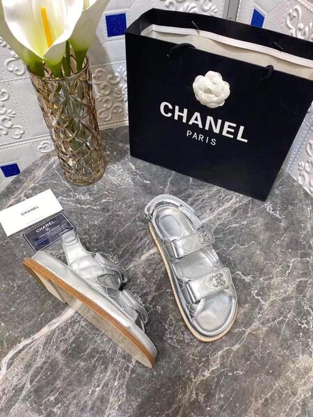 Босоножки Chanel женский кожа графитовый 3825-6