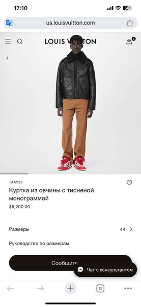 Мужская дубленка Louis Vuitton мужской черный 135233-4