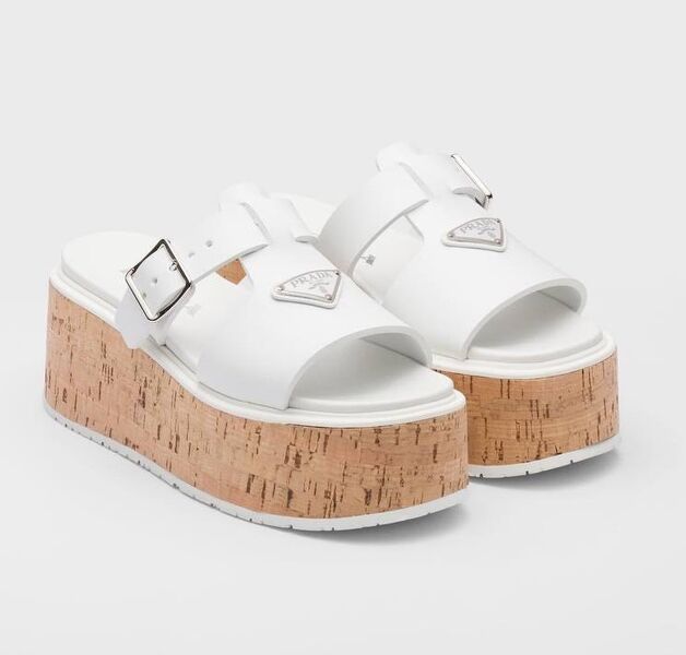 Шлепки Prada женский кожа белый 116700