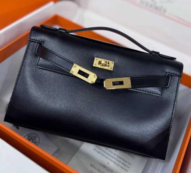 Сумка Hermèskelly Pochette женский кожа черный 164574