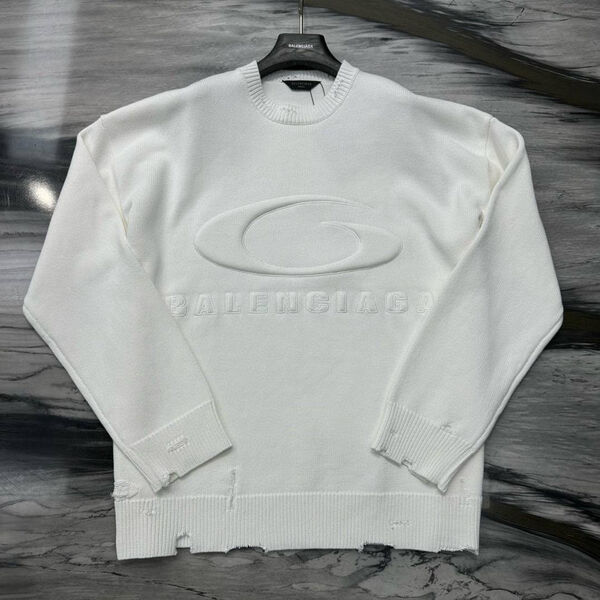 Мужской свитер Balenciaga мужской вязаная ткань белый 170752-2