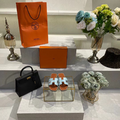 Шлепки Hermès женский кожа бирюзовый 89652-5
