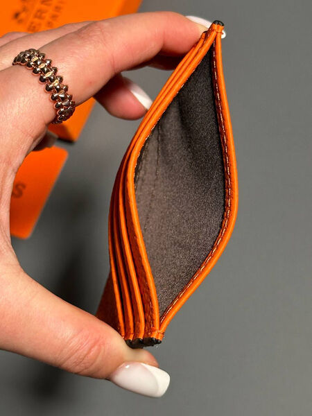 Картхолдер Hermès мужской кожа оранжевый 154036-5