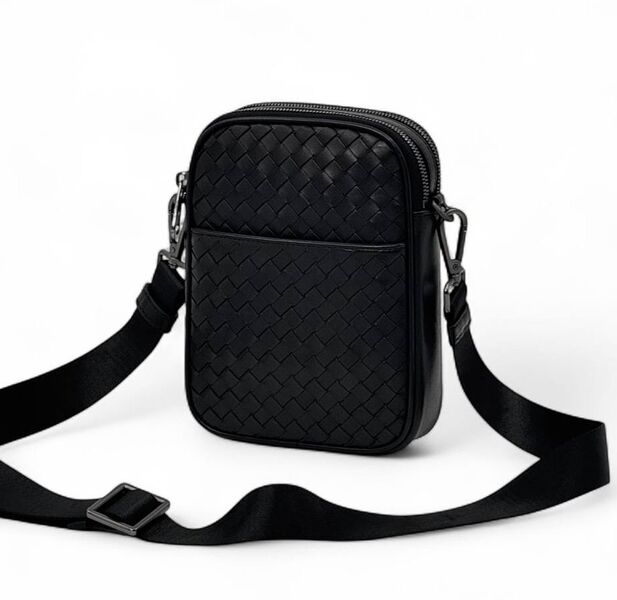 Мужская сумка мессенджер Bottega Veneta мужской кожа черный 200787