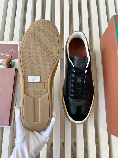 Мужские кеды Loro Piana мужской кожа черный 140534-8