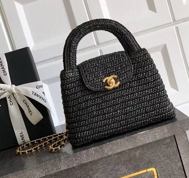 Сумка Chanel женский солома черный 198070