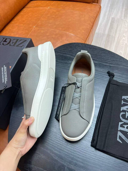 Мужские кеды Zegna мужской кожа графитовый 165809-3