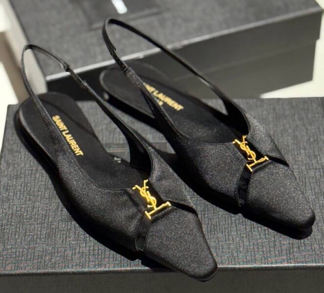 Туфли Saint Laurent женский текстиль черный 180442
