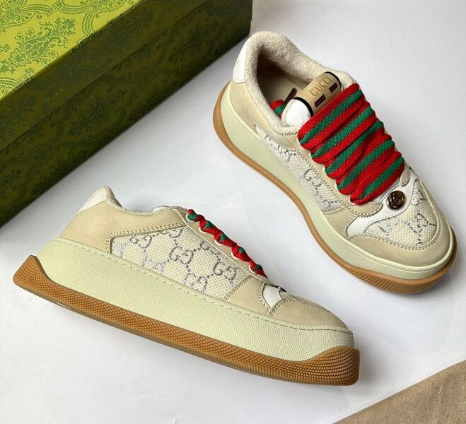 Кеды Gucci женский текстиль бежевый 120802