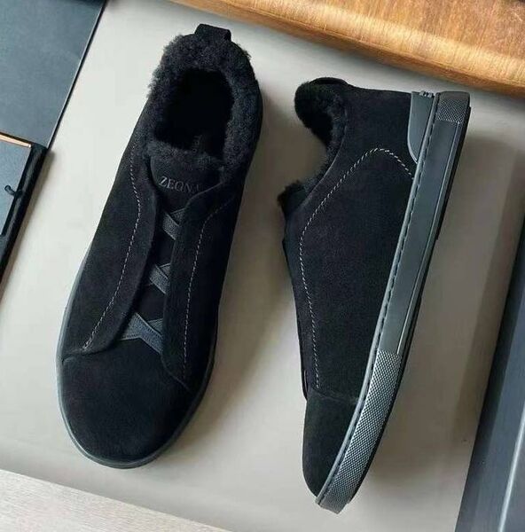 Мужские кеды Zegna мужской замша черный 170255