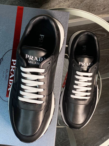 Мужские кроссовки Prada мужской кожа черный 151514-5