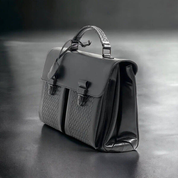 Мужской портфель Bottega Veneta мужской кожа черный 132086-9