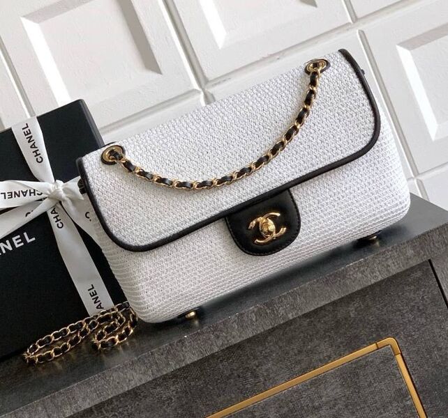 Сумка Chanel женский текстиль белый 200456